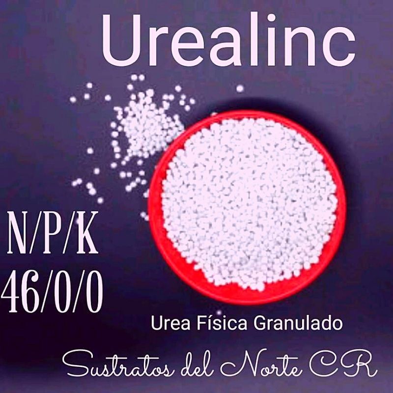 Fertilizante urea granulada. Cortesía de: Sustratos del Norte CR.