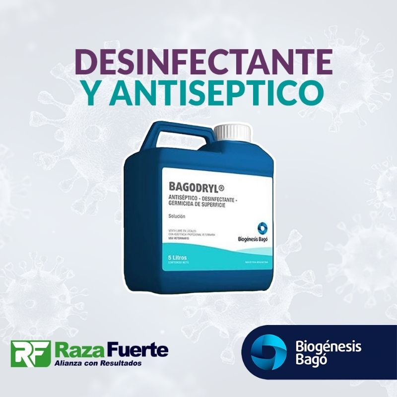 Desinfectante y antiséptico para granja. Cortesía de: Raza Fuerte Bolivia.